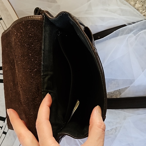 EUVC-Vintage Eddie Bauer Leather Dual Sided Crossbody Organizer Travel Bag Purse - Picture 13 of 16